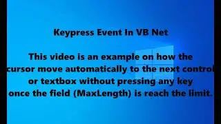How to use Keypress Event in VB.Net Part 2