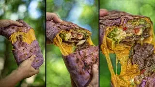 ⚠️ Gigantic Double Cheese Burrito 🌯 - Cooking on Fire 🔥