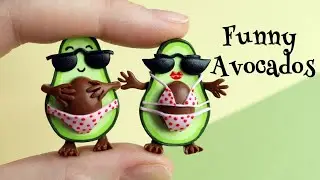 Забавная парочка авокадо из полимерной глины\Funny avocados\Polymer clay