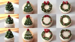 12 easy Christmas cupcakes Ideas | Tree and wreath(Subtitle)
