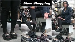 Shoe Shopping with Sheer Nylon Pantyhose Feet