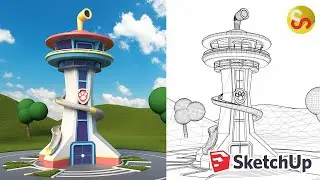 Modeling the Paw Patrol Lookout Tower – Sketchup Time-lapse Tutorial
