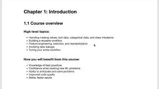 Course overview: 