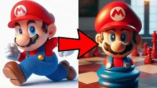 Mario and Friends in the Form of a Chess Piece