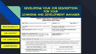 How to create the Learning and Development Manager Job Description