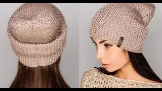 Knitted hat spokes ♥ Easy Braid Hat + master class lesson 1.Shapka Bini ♥ ♥ spokes