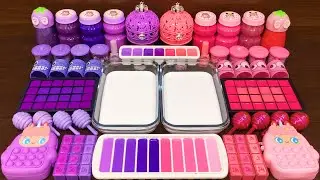 PINK vs PURPLE !!! Mixing Random into GLOSSY Slime !!! Satisfying Slime Video 