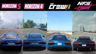 FH5 Vs FH4 Vs TheCrew2 Vs NFSH, NFS Payback - Engine Sound Comparison Audi R8