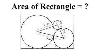 Three circles inside a rectangle | How to calculate the area of the rectangle | Easy solution