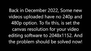 Short Video: How to Fix YouTube Videos Uploaded that are Missing 240p and 480p Options.