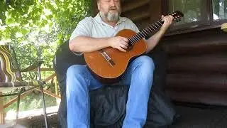 А река течёт. Любэ. Текст- М. Андреев, музыка- И. Матвиенко. Гитара Aria AK-45. Учусь играть заново.