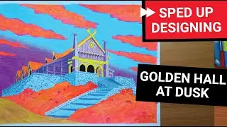 ⏩GOLDEN HALL (11) How to color dusk scene with pencils. Coloring book design, LOTR motifs