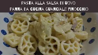 pasta alla salsa di uovo con panna da cucina guanciale e finocchio