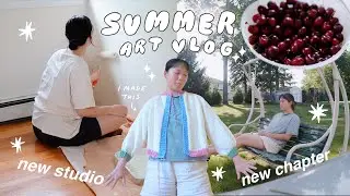 summer art vlog 🌾🌻 painting my new studio, knit projects, slow days