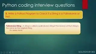 Check If String Is Plindrome Or Not. Python Coding Interview Questions.
