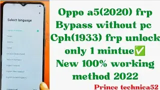 oppo A5 2020 frp Bypass|| cph (1933)frp Bypass|| Android 11/12 all oppo working  trick 💻❌