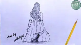 How to Draw Girl back side // Girl drawing with long dress  