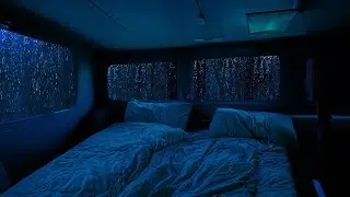 10 Hours⚡️Lying Inside a Dark Atmosphere of Camping Car Listening To the Rain in Deep Forest
