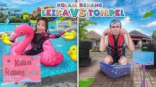 LEIKA SMALL POOL VS BIG POOL TOMPEL, SWIMMING POOL CHALLENGE! 😍 LEIKA TURNED POOL INTO PLAYGROUND!