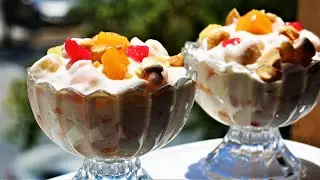 Fruit Cream Recipe with Whipped Cream | Fruit salad with leftover whipped cream