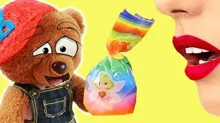 РАДУЖНАЯ ЕДА ДЛЯ плюшевого МЕДВЕДЯ ВАНЬКИ Маша и Медведь радужные конфеты все серии
