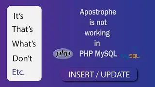 How to insert apostrophe in mysql using php | ' ' signs not working | Morethan Fix