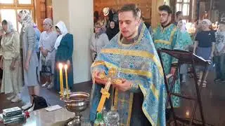 Иерей Антоний Осипов совершает молебен в храме 
