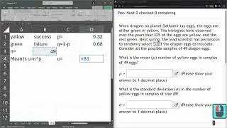 Stats 243 = 4.3.15 = Binomial Probability Computing Mean u And Standard Deviation s Using Excel