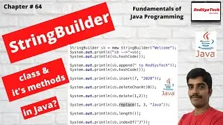 # 64 StringBuilder in Java | stringbuilder java | java stringbuilder | Java Tutorial from RedSysTech