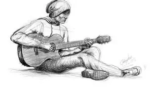 Grafik tablet ile Gitar Çalan Adam Çizimi
