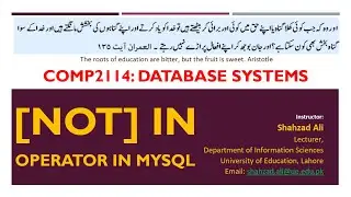 SQL Statements - IN and NOT IN Operator in MySQL by Shahzad Ali