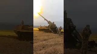 Украинский 2С7 Пион посылает 203мм подарки оккупантам.