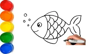 Fish drawing | Fish drawing with colour | step by step for kids | A cute fish drawing competition