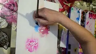Рисую растворяющиеся цветы.  Как рисовать легко и быстро.