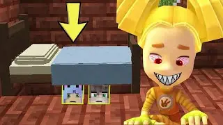 СПРЯТАЛАСЬ ПОД КРОВАТЬЮ ОТ ШПУЛИ EXE МОНСТР В МАЙНКРАФТ ФИКСИКИ НОВАЯ СЕРИЯ MINECRAFT