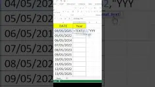 extract year from date in excel | text function in excel| shorts