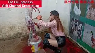 Beautiful Lady after slaughtering the goat | Lady after slaughter goat process