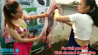 Beautiful girls slaughtering pig | Butcher vlog