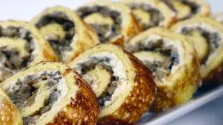 Нет ничего Проще! Закуска за считанные минуты! ПРОСТО,НО КАК ВКУСНО! Яичный РУЛЕТ с грибами
