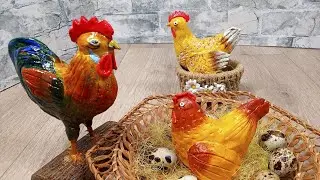 Делаем курочку и петушка из соленого теста | DIY