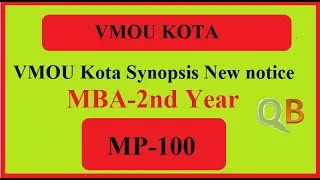 VMOU Kota | MBA Final Year | Synopsis submission New notice |