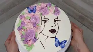 Cake with a girl spring mood and cake decor
