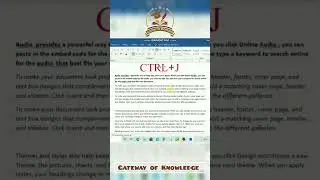 CTRL+J Shortcut Key | Keyboard Shortcut | Computer Shortcut keys | MS Office Shortcut Keys | MS Word