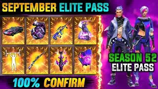 FREE FIRE SEPTEMBER ELITE PASS 2022 😱| FREE FIRE NEW EVENT | NEXT ELITE PASS | SEASON 52 ELITE PASS