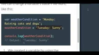 Learn Javascript, Changing a Variable's Value, codecademy, Javascript Tutorial