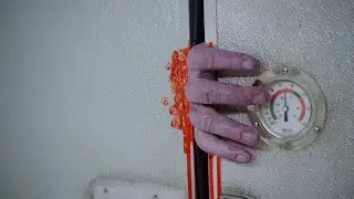 Poor man's hand got caught in the door. 
