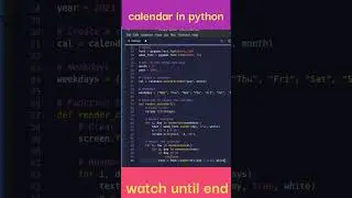 ⛤ Create  Calendar in Python  | 💖Python Shorts | Python turtle #shorts #subscribe #trending