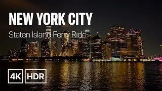 [4K] New York City 🗽 Staten Island Ferry Ride & Lower Manhattan Walk at Night [Aug. 2022]
