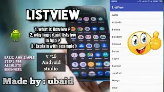 v#16|| Listview in android|| Absolute beginners || step by step explanation|| urdu/hindi