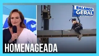 Balanço Geral homenageia Núbia Óliiver por superar o medo e encarar o Desafio da Passarela